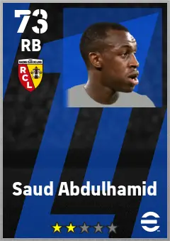 Saud Abdulhamid eFootball 2026 player card — 73 OVR RB