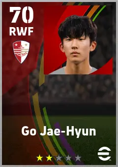 Go Jae-Hyun eFootball 2026 player card — 70 OVR RWF