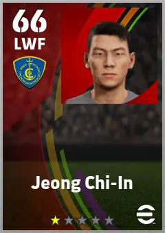 Jeong Chi-In eFootball 2026 player card — 66 OVR LWF