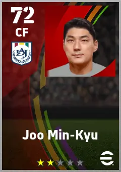 Joo Min-Kyu eFootball 2026 player card — 72 OVR CF