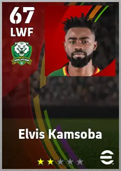 Elvis Kamsoba eFootball 2026 player card — 67 OVR LWF