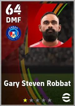 Gary Steven Robbat eFootball 2026 player card — 64 OVR DMF
