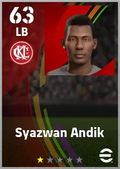 Syazwan Andik eFootball 2026 player card — 63 OVR LB