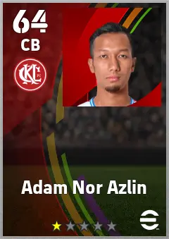 Adam Nor Azlin eFootball 2026 player card — 64 OVR CB