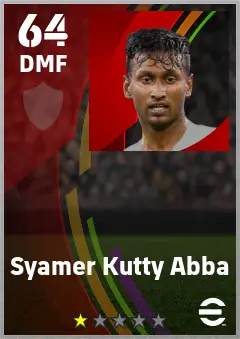 Syamer Kutty Abba eFootball 2026 player card — 64 OVR DMF