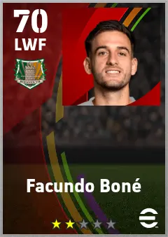 Facundo Bone eFootball 2026 player card — 70 OVR LWF