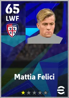 Mattia Felici eFootball 2026 player card — 65 OVR LWF