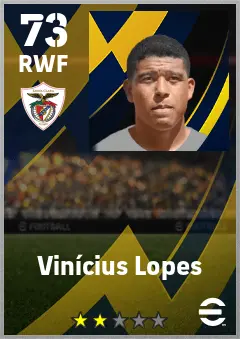 Vinicius Lopes eFootball 2026 player card — 73 OVR RWF