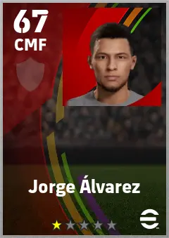 Jorge Alvarez eFootball 2026 player card — 67 OVR CMF