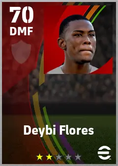 Deybi Flores eFootball 2026 player card — 70 OVR DMF
