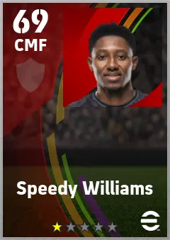 Speedy Williams eFootball 2026 player card — 69 OVR CMF