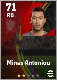 Minas Antoniou eFootball 2026 player card — 71 OVR RB