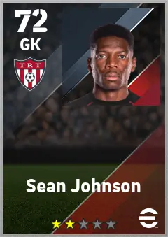 Sean Johnson eFootball 2026 player card — 72 OVR GK