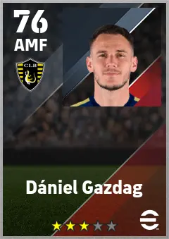 Daniel Gazdag eFootball 2026 player card — 76 OVR AMF