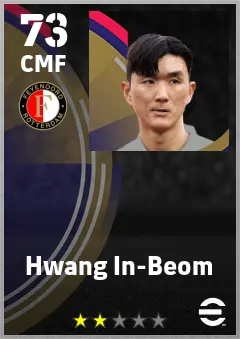 Hwang In-Beom eFootball 2026 player card — 73 OVR CMF