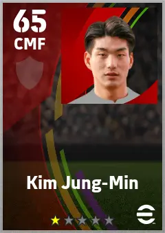 Kim Jung-Min eFootball 2026 player card — 65 OVR CMF