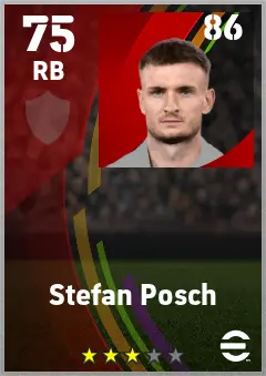 Stefan Posch eFootball 2026 player card — 75 OVR RB