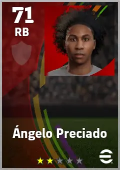 Angelo Preciado eFootball 2026 player card — 71 OVR RB