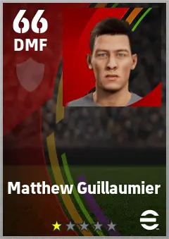 Matthew Guillaumier eFootball 2026 player card — 66 OVR DMF