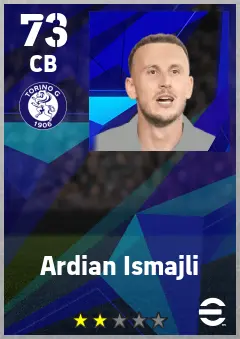 Ardian Ismajli eFootball 2026 player card — 73 OVR CB