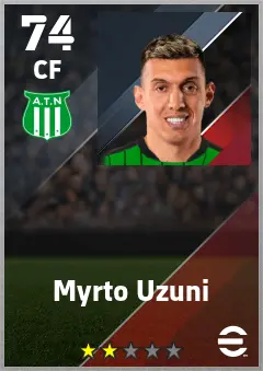 Myrto Uzuni eFootball 2026 player card — 74 OVR CF
