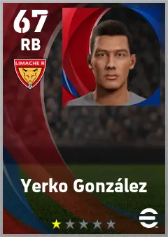 Yerko Gonzalez eFootball 2026 player card — 67 OVR RB