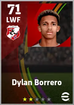 Dylan Borrero eFootball 2026 player card — 71 OVR LWF