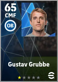 Gustav Grubbe eFootball 2026 player card — 65 OVR CMF