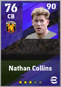 Nathan Collins eFootball 2026 player card — 76 OVR CB