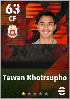 Tawan Khotrsupho eFootball 2026 player card — 63 OVR CF