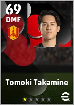 Tomoki Takamine eFootball 2026 player card — 69 OVR DMF