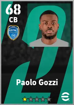 Paolo Gozzi eFootball 2026 player card — 68 OVR CB