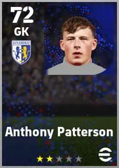 Anthony Patterson eFootball 2026 player card — 72 OVR GK