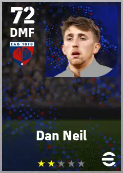 Dan Neil eFootball 2026 player card — 72 OVR DMF