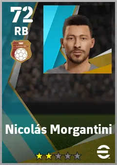 Nicolas Morgantini eFootball 2026 player card — 72 OVR RB