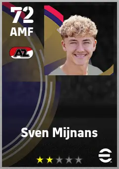 Sven Mijnans eFootball 2026 player card — 72 OVR AMF