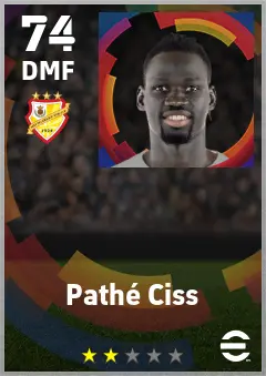 Pathe Ciss eFootball 2026 player card — 74 OVR DMF