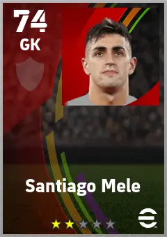 Santiago Mele eFootball 2026 player card — 74 OVR GK