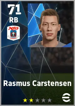 Rasmus Carstensen eFootball 2026 player card — 71 OVR RB