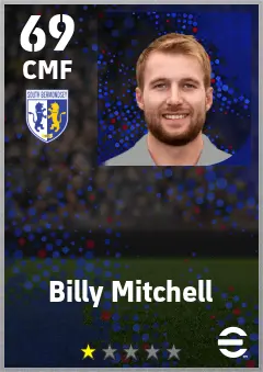 Billy Mitchell eFootball 2026 player card — 69 OVR CMF