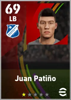 Juan Patino eFootball 2026 player card — 69 OVR LB