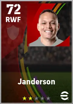 Janderson eFootball 2026 player card — 72 OVR RWF