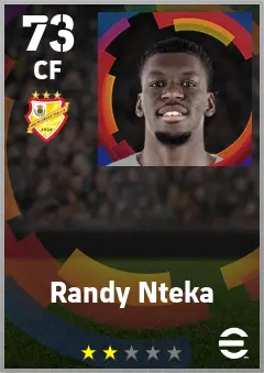 Randy Nteka eFootball 2026 player card — 73 OVR CF