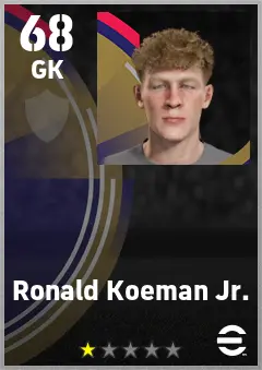 Ronald Koeman Jr. eFootball 2026 player card — 68 OVR GK