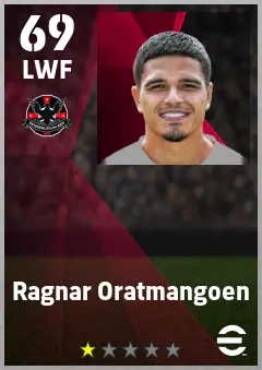 Ragnar Oratmangoen eFootball 2026 player card — 69 OVR LWF