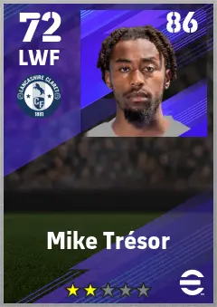 Mike Tresor eFootball 2026 player card — 72 OVR LWF