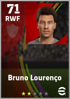 Bruno Lourenco eFootball 2026 player card — 71 OVR RWF