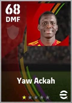 Yaw Ackah eFootball 2026 player card — 68 OVR DMF
