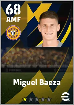 Miguel Baeza eFootball 2026 player card — 68 OVR AMF