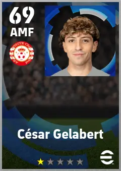 Cesar Gelabert eFootball 2026 player card — 69 OVR AMF
